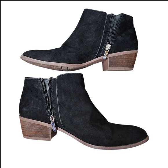 Circus by Sam Edelman Petty Suede Zip Black Block Ankle Bootie Boot - Picture 10 of 14